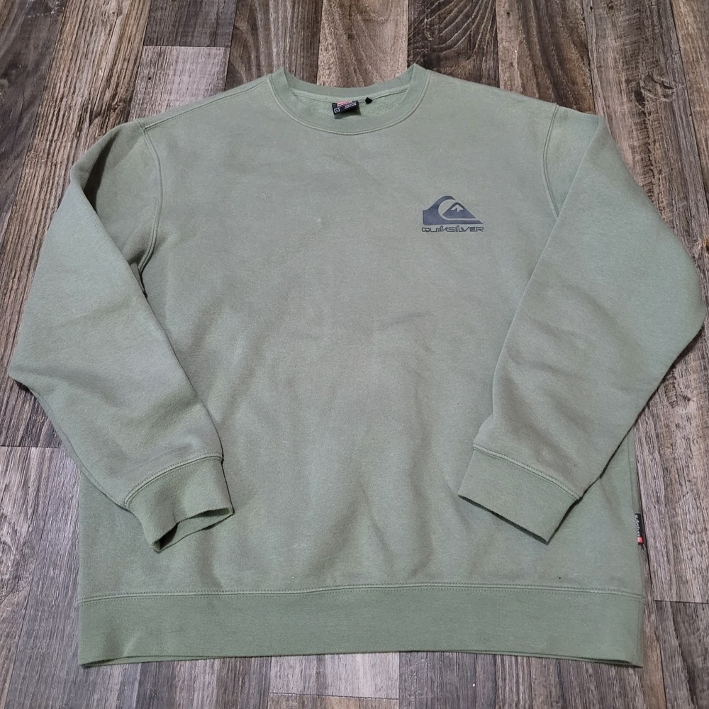 Quicksilver Sweatshirt Crewneck Size Large Green Y2K Surf Skate